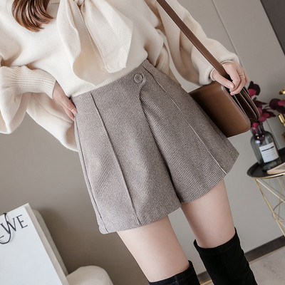 Pantaloni de damă cu talie înaltă în dungi, maro și gri