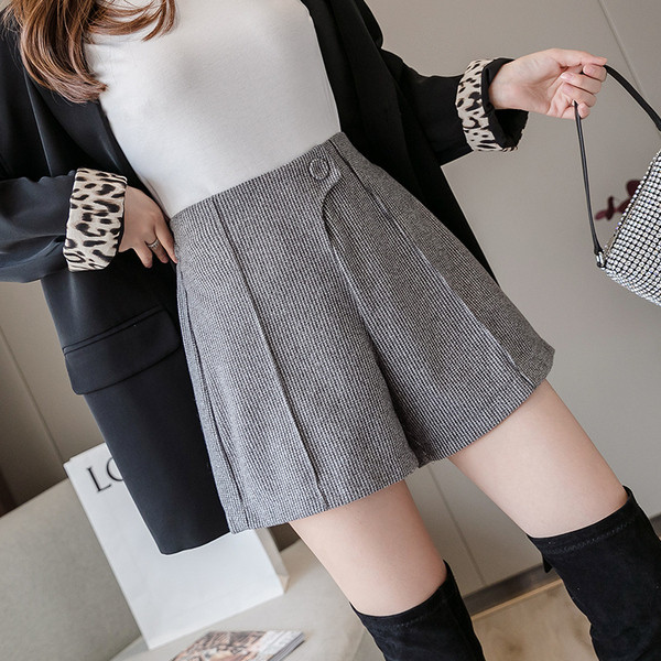 Pantaloni de damă cu talie înaltă în dungi, maro și gri