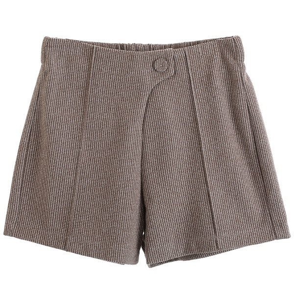 Pantaloni de damă cu talie înaltă în dungi, maro și gri