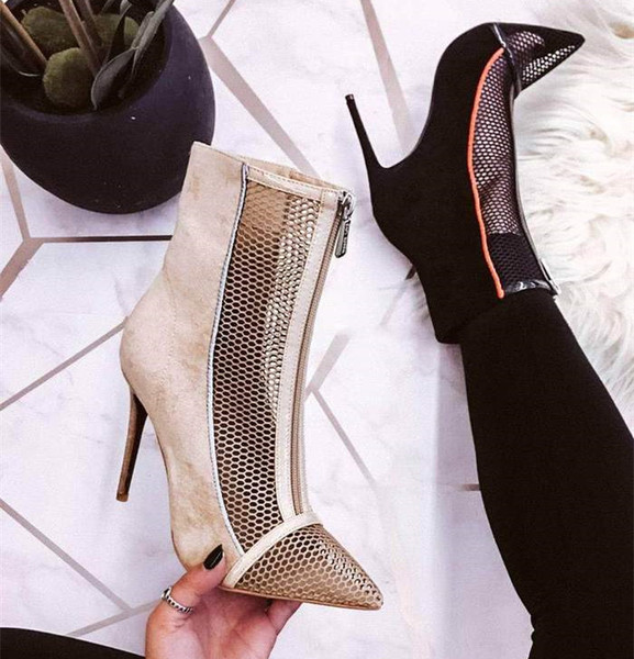 Model elegant de pantofi ascuțit de damă în negru și bej