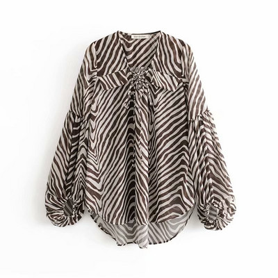 Cămașă de damă cu mâneci largi și model animal