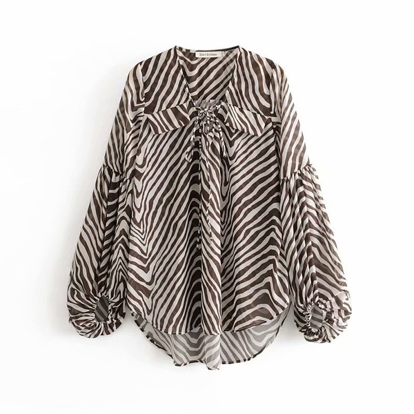 Cămașă de damă cu mâneci largi și model animal