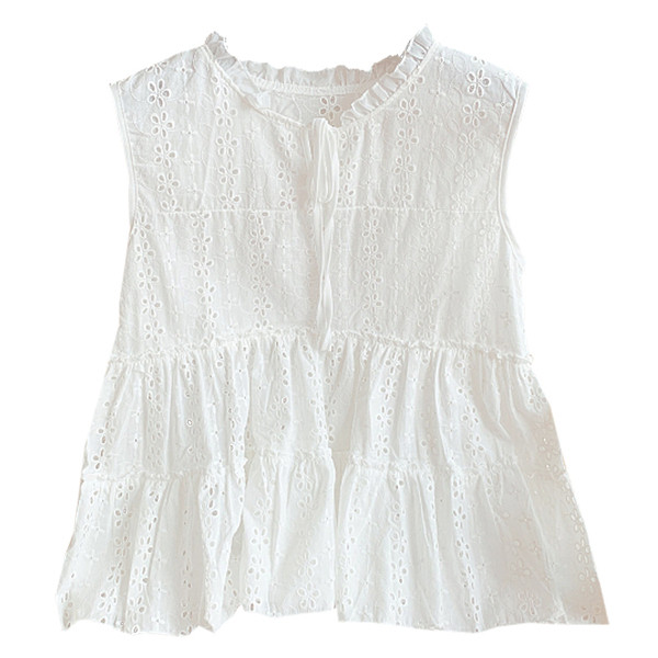 Maieu modern de damă cu decolteu rotund de culoare albă