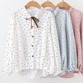 Cămașă de damă modernă în trei culori, cu guler și șireturi clasice