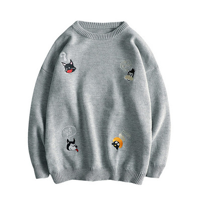 Ανδρικό πουλόβερ με κεντήματα σε τρία χρώματα