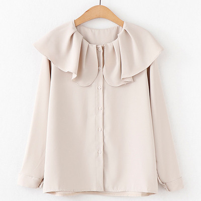 Aktuális női ing három színben ovális nyakkivágással és gombokkal