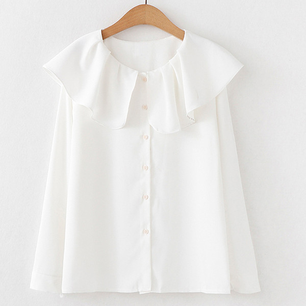 Aktuális női ing három színben ovális nyakkivágással és gombokkal