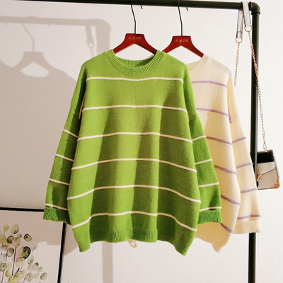 Pulover casual de dama cu maneci lungi si decolteu oval