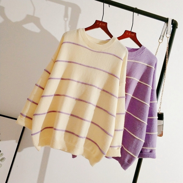 Pulover casual de dama cu maneci lungi si decolteu oval