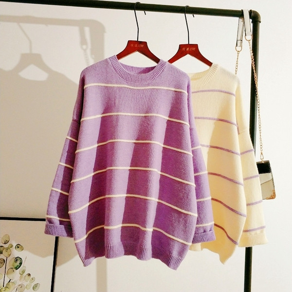 Pulover casual de dama cu maneci lungi si decolteu oval