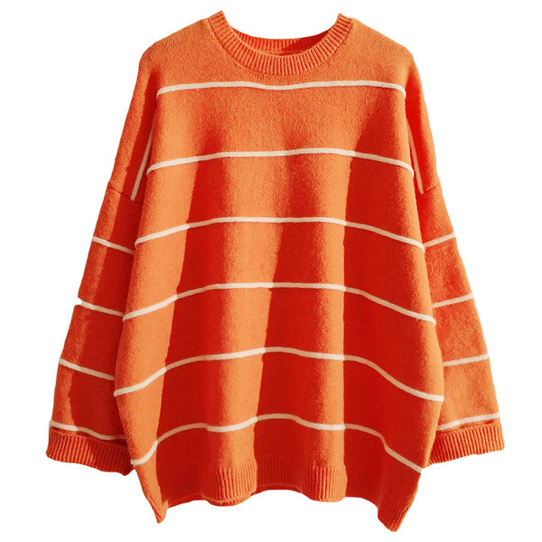 Pulover casual de dama cu maneci lungi si decolteu oval