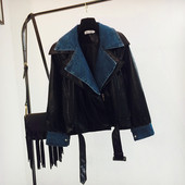 Geaca de piele de dama model nou cu decolteu spitz de culoare neagra