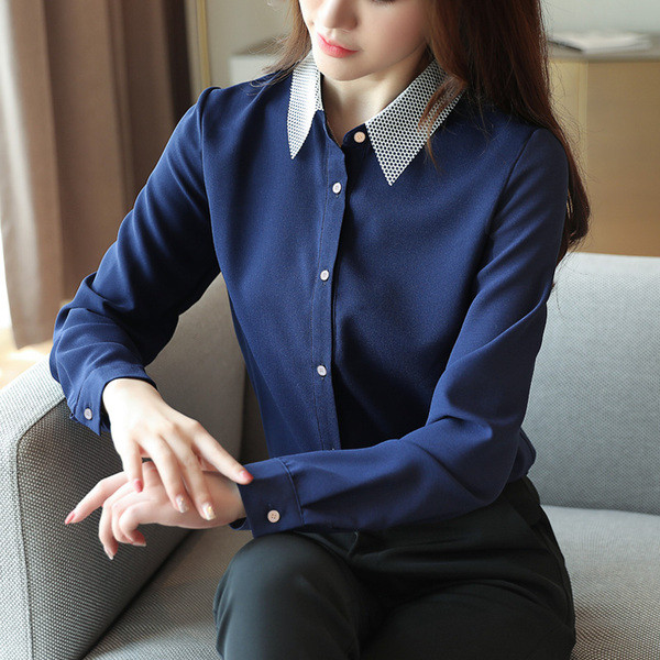 Camasa de dama actuala cu nasturi si guler clasic in trei culori