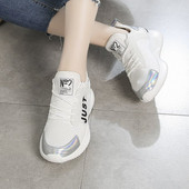 Tenisi casual dama cu sireturi in alb-negru