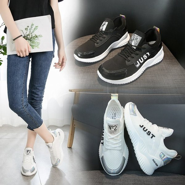 Tenisi casual dama cu sireturi in alb-negru