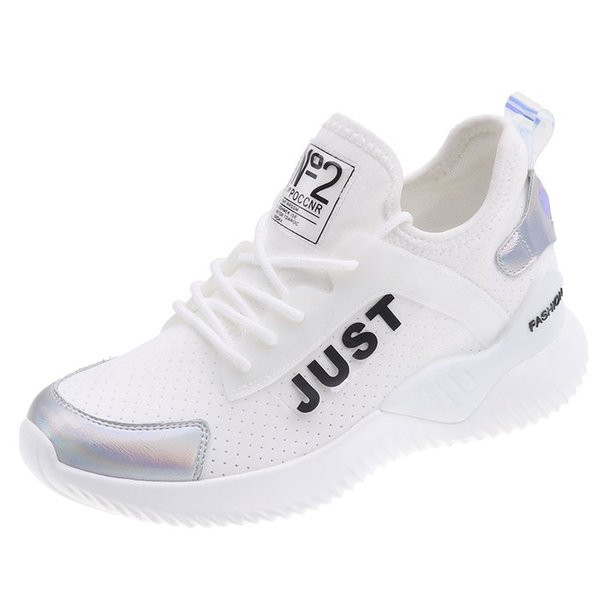 Tenisi casual dama cu sireturi in alb-negru