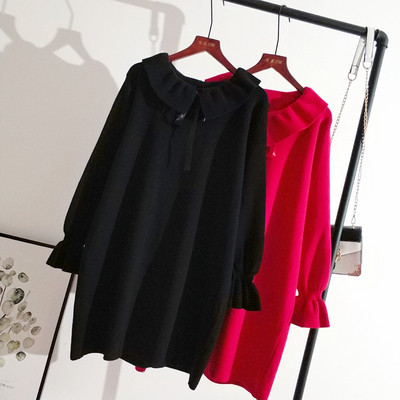 Rochie de iarna dama cu panglica in trei culori cu maneci lungi