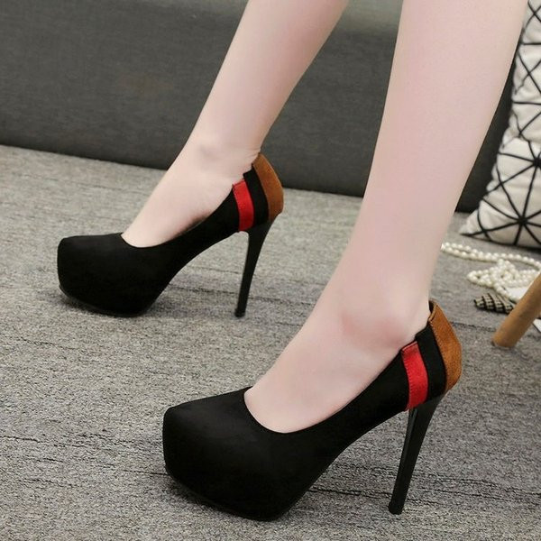 Pantofi eleganti de dama cu toc in doua culori