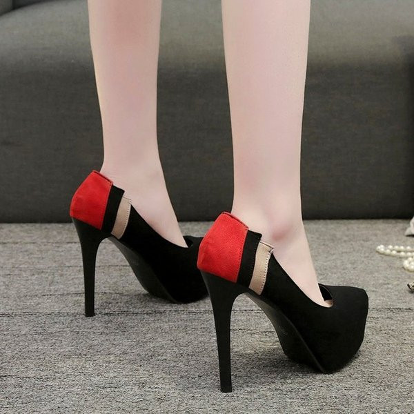 Pantofi eleganti de dama cu toc in doua culori