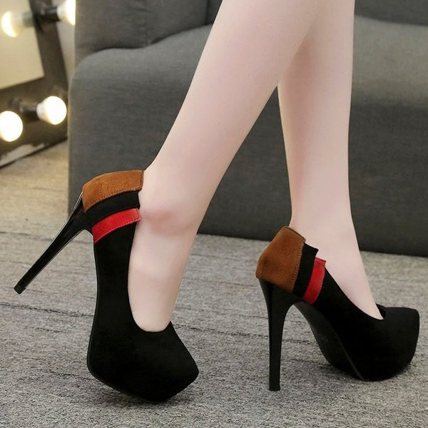 Pantofi eleganti de dama cu toc in doua culori