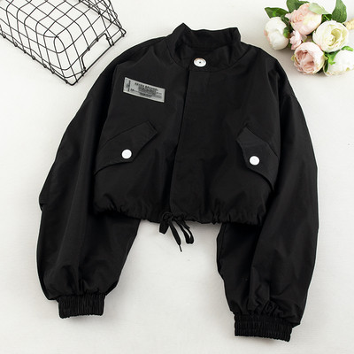 Geaca de dama de toamna cu buzunar si nasturi in negru, verde si galben