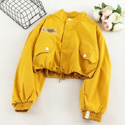 Geaca de dama de toamna cu buzunar si nasturi in negru, verde si galben