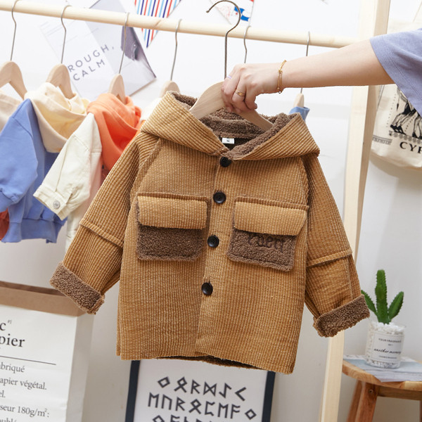 Palton pentru copii modern pentru baieti in trei culori cu buzunare si nasturi