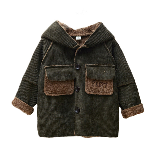 Palton pentru copii modern pentru baieti in trei culori cu buzunare si nasturi