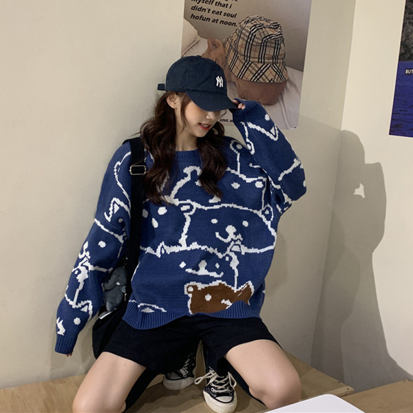 Pulover de dama lat in albastru si portocaliu