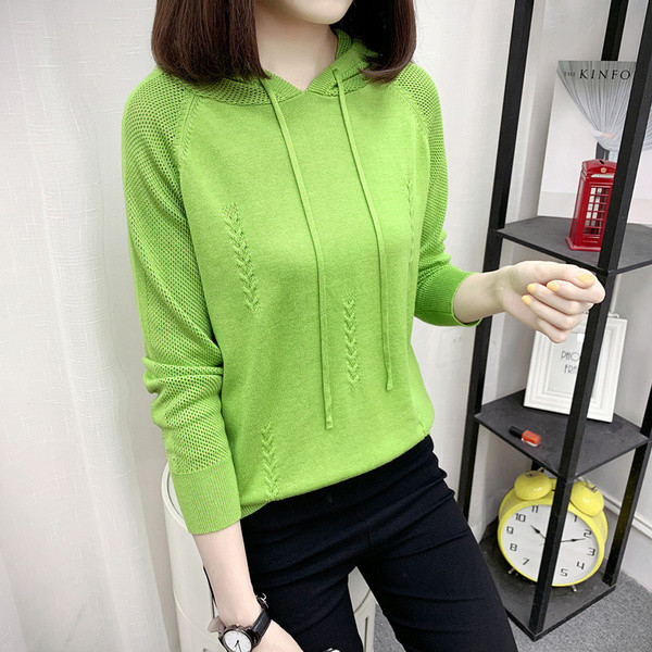 Női alkalmi blúz kapucnival és megkötővel fehér, fekete, sárga, bézs, kék és zöld színben