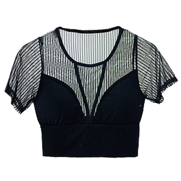 Γυναικεία μπλούζα με δαντέλα - κοντό  μοντέλο σε λευκό και μαύρο χρώμα