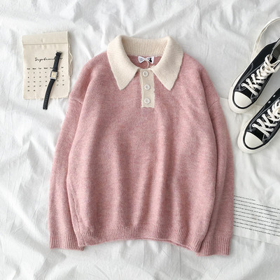 Μοντέρνα γυναικεία μπλούζα με κολάρο και κουμπιά