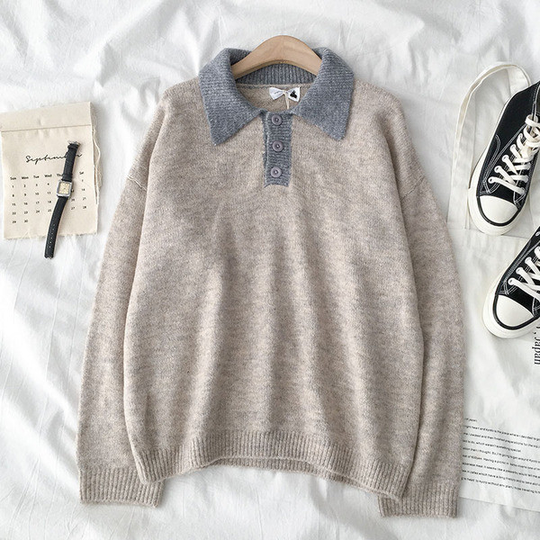 Μοντέρνα γυναικεία μπλούζα με κολάρο και κουμπιά