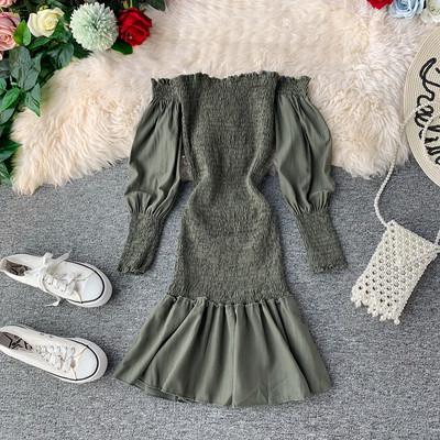 Elasztikus női ruha ejtett ujjakkal több színben