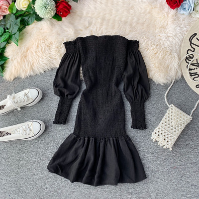 Elasztikus női ruha ejtett ujjakkal több színben