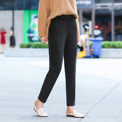 Pantaloni de dama la moda cu talie inalta si buzunare in negru, bej si gri