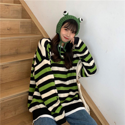 Γυναικεία μοντέρνα ριγέ μπλούζα σε δύο χρώματα