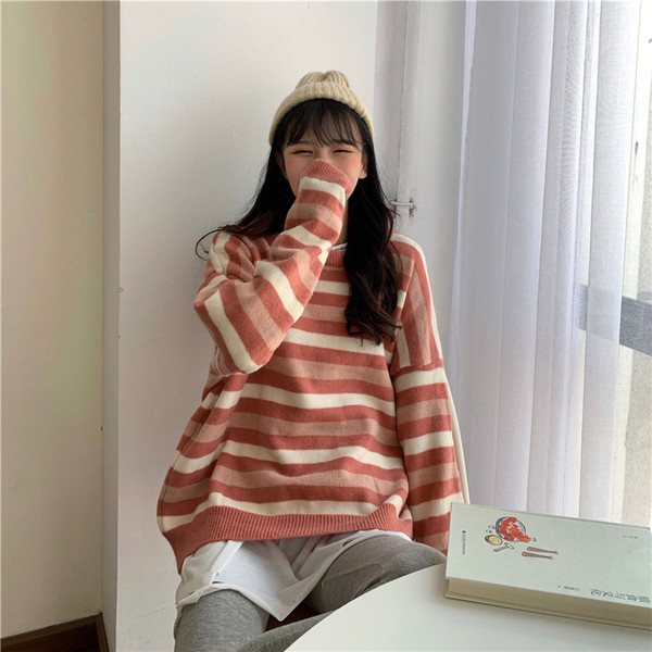 Γυναικεία μοντέρνα ριγέ μπλούζα σε δύο χρώματα