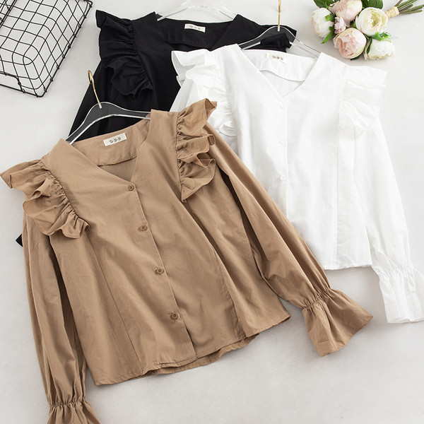 Modern női ing gombokkal és fürtökkel, három színben