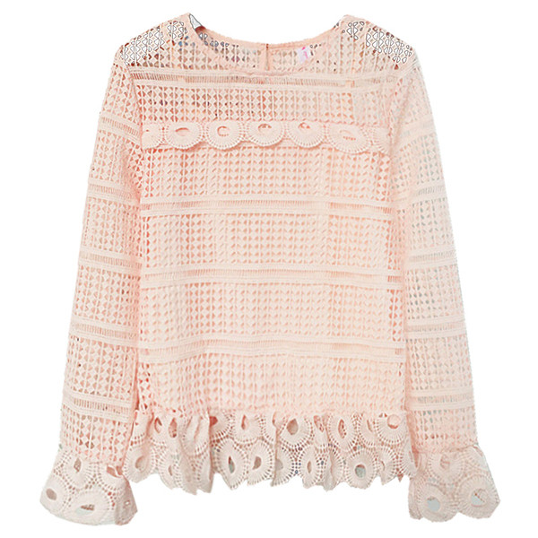 Bluza de dama cu decolteu rotund in roz si albastru