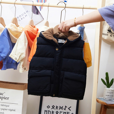 Vesta moderna pentru copii in trei culori cu gluga si nasturi