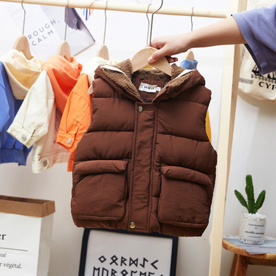 Vesta moderna pentru copii in trei culori cu gluga si nasturi