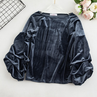Μοντέρνα γυναικεία μπλούζα βελούδο με μανίκια 3/4 σε διάφορα χρώματα