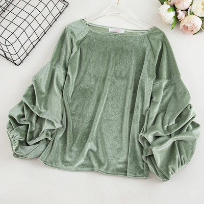 Μοντέρνα γυναικεία μπλούζα βελούδο με μανίκια 3/4 σε διάφορα χρώματα