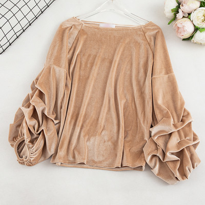 Μοντέρνα γυναικεία μπλούζα βελούδο με μανίκια 3/4 σε διάφορα χρώματα