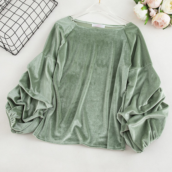 Μοντέρνα γυναικεία μπλούζα βελούδο με μανίκια 3/4 σε διάφορα χρώματα