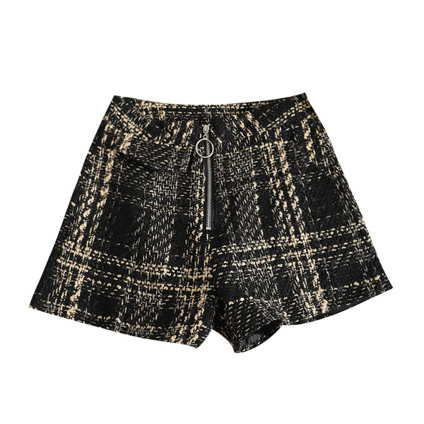 Pantaloni scurti moderni de dama cu talie inalta si fermoar in mai multe culori