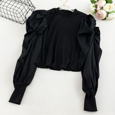 Alkalmi női blúz ovális nyakkivágással és hosszú ujjú öt színben