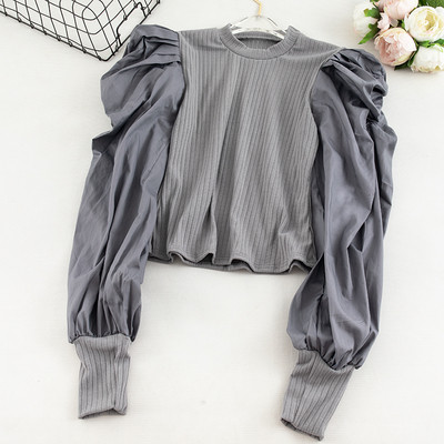 Alkalmi női blúz ovális nyakkivágással és hosszú ujjú öt színben