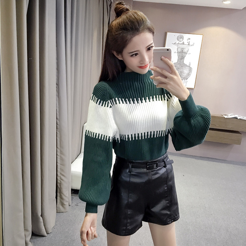 Modern női széles blúz zöld, fehér és fekete színben